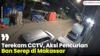 VIDEO: Terekam CCTV, Aksi Pencurian Ban Serep di Makassar