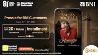 BNI Buka Presale Eksklusif Tiket Andrea Bocelli, Diskon hingga 20 Persen