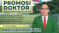 Ungkap Kasus Besar dan Sumbang Gagasan Baru Penegakan Hukum Indonesia, IPTU Abdillah Makmur Raih Gelar Doktor