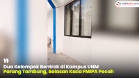 VIDEO: Dua Kelompok Bentrok di Kampus UNM Parang Tambung, Belasan Kaca FMIPA Pecah