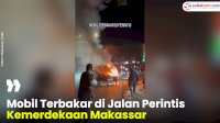 VIDEO: Mobil Terbakar di Jalan Perintis Kemerdekaan Makassar