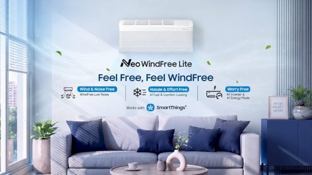 Samsung AC Neo WindFree Lite menghadirkan pengalaman &ldquo;Feel Free, Feel WindFree&rdquo; dengan kesejukan tanpa terpaan angin langsung serta suasana yang tetap tenang. (Ist)